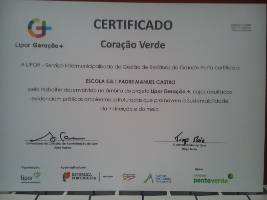 Certificação “Coração Verde” Lipor Geração +