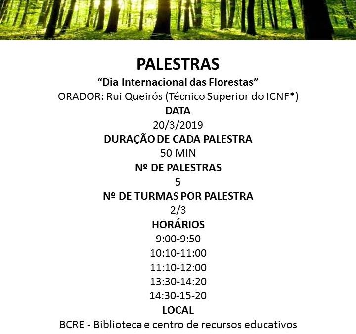 PALESTRA ICNF SOBRE A IMPORTÂNCIA DAS FLORESTAS