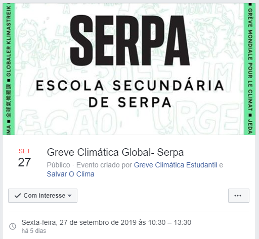 Escola Secundária de Serpa – Greve Climática Global – #ecoescolasfazpeloclima