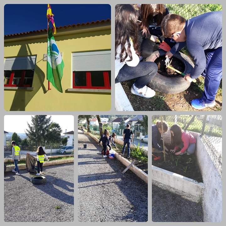 Bandeira verde a meia haste na EB1 de Palheira AECC