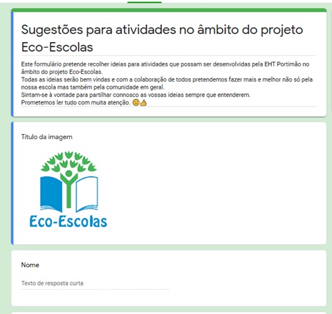 Formulário de sugestões de atividades Eco-Escolas