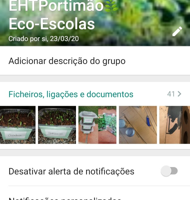 O grupo Eco-Escolas da EHT Portimão chegou ao WhatsApp!