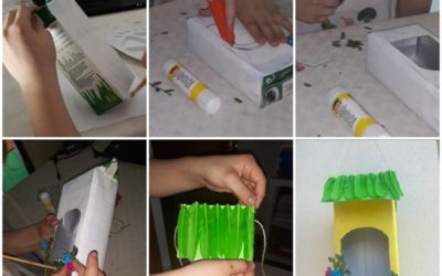 Fases da construção do comedouro de aves