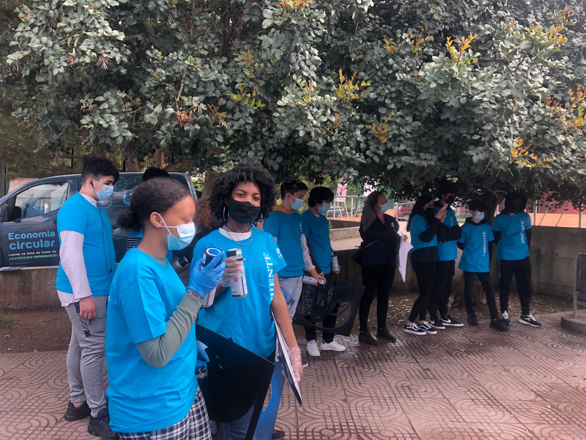 Alunos do 9ºC preparados para a atividade