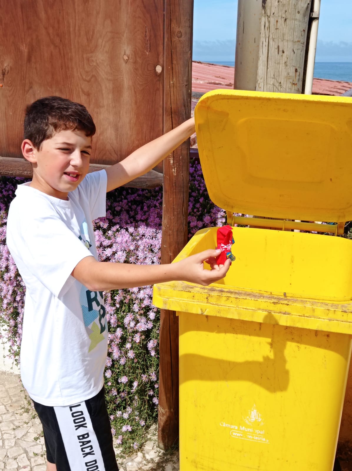 Separação de resíduos do picnic na praia.