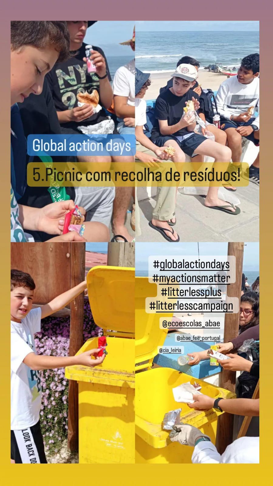 Separação de resíduos do picnic na praia.