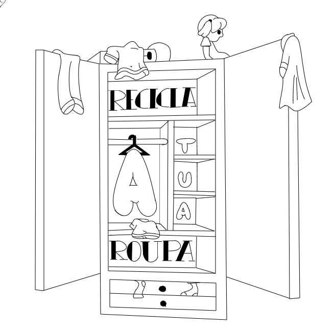 Logotipos de sites promotores de reutilização de roupas usadas